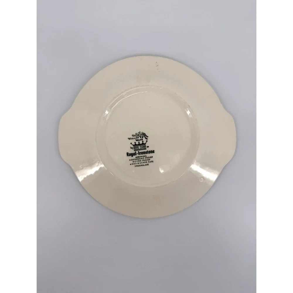 Royal China Willow Ware Blue White Ironstone Platter, Willow Pattern, Handles